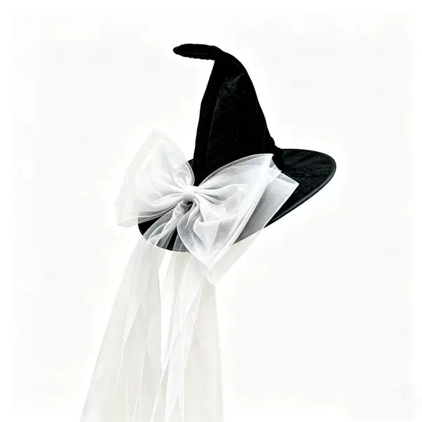 New Halloween bowknot cosplay witch costume headscarf and hair accessory, dark gothic style magic witch hat