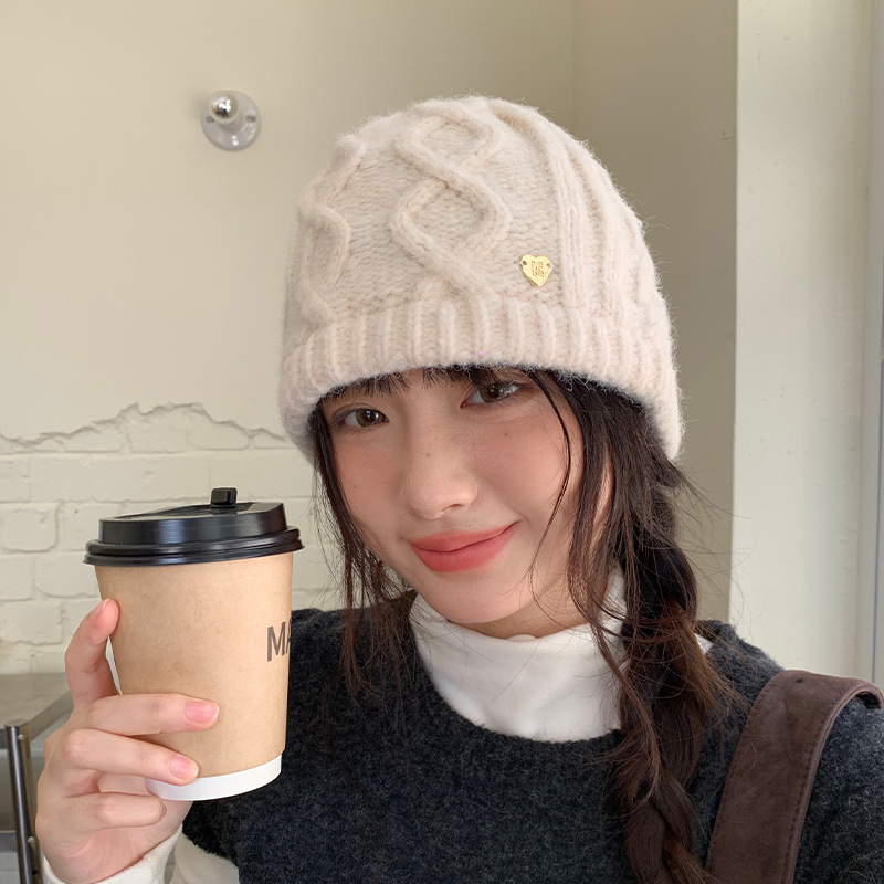 灰色针织帽女秋冬季日系百搭大头围毛线帽显脸小加厚保暖护耳帽子|undefined