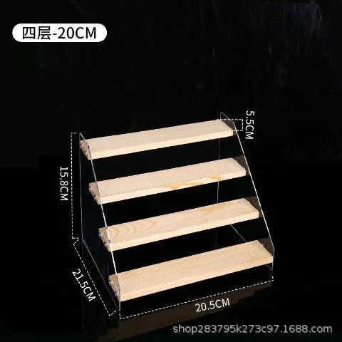 Display Stand Acrylic & Wood Ladder, Multi-Tier Doll Minifigure Rack, 20–50 cm Options
