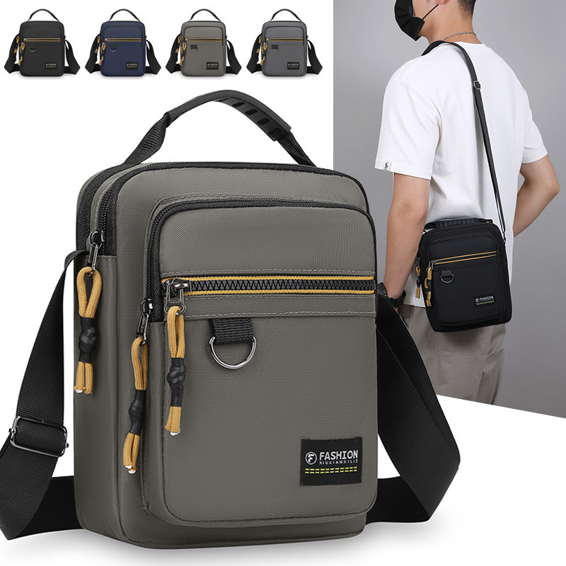 Large-Capacity Men's Crossbody Bag Nylon Casual Versatile Durable Handbag Multi-Layer Business Travel Simple Shoulder Bag Large-Capacity Men's Crossbody Bag Nylon Casual Versatile Durable Handbag Multi-Layer Business Travel Simple Shoulder Bag