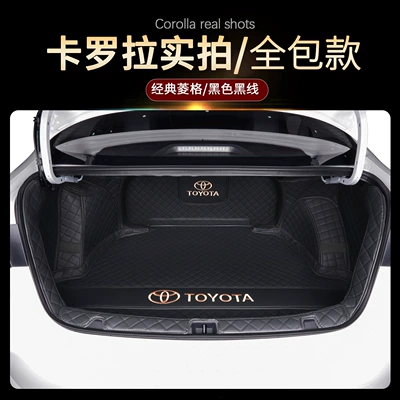 19-26 Toyota Corolla trunk Trunk Mat - black-black-line-full-coverage-thickened-and-wear-resistant-toyota-corolla-19-26-models-fuel-system-back-panel-is-a-single-piece
