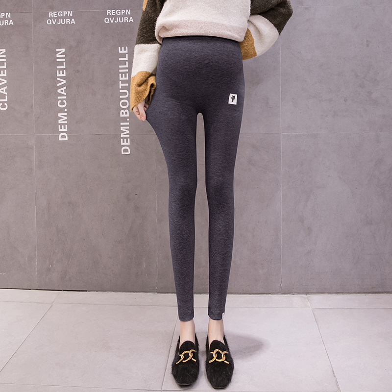 En stock ropa de maternidad forrada polar cálido estilo coreano pantalones de maternidad 2024 Otoño e Invierno ropa pantalones leggings ajustable vientre soporte Pantalones