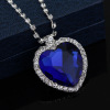 Marine sapphire pendant, sweater, necklace heart-shaped