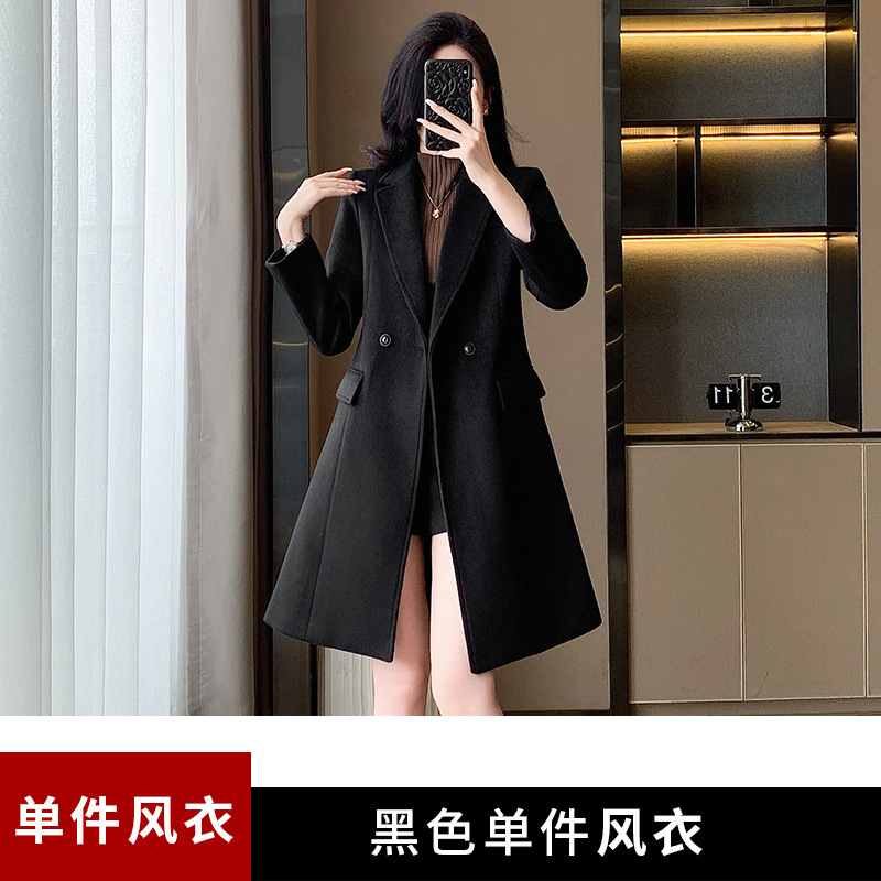 风衣女款2025新款超火爆款酒红色修身中长款高级感西装外套女春秋|undefined