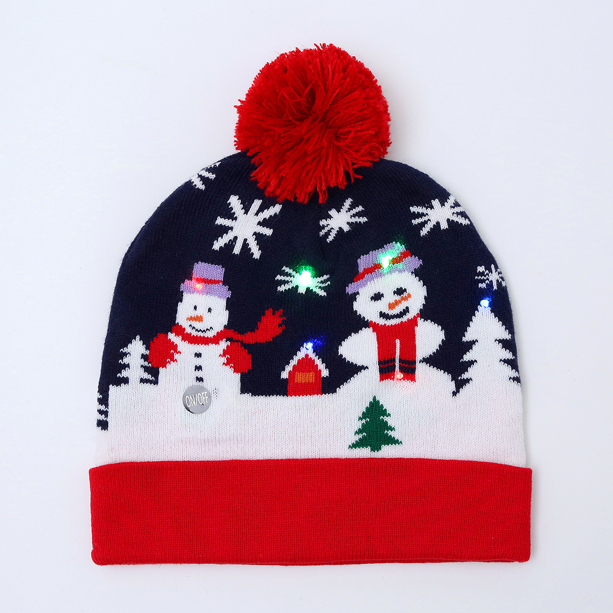 Weihnachtsmütze Garn Acryl Jacquard LED Weihnachtswollmütze Herbst/Winter warme Strick-Weihnachtsmütze_voghion.com