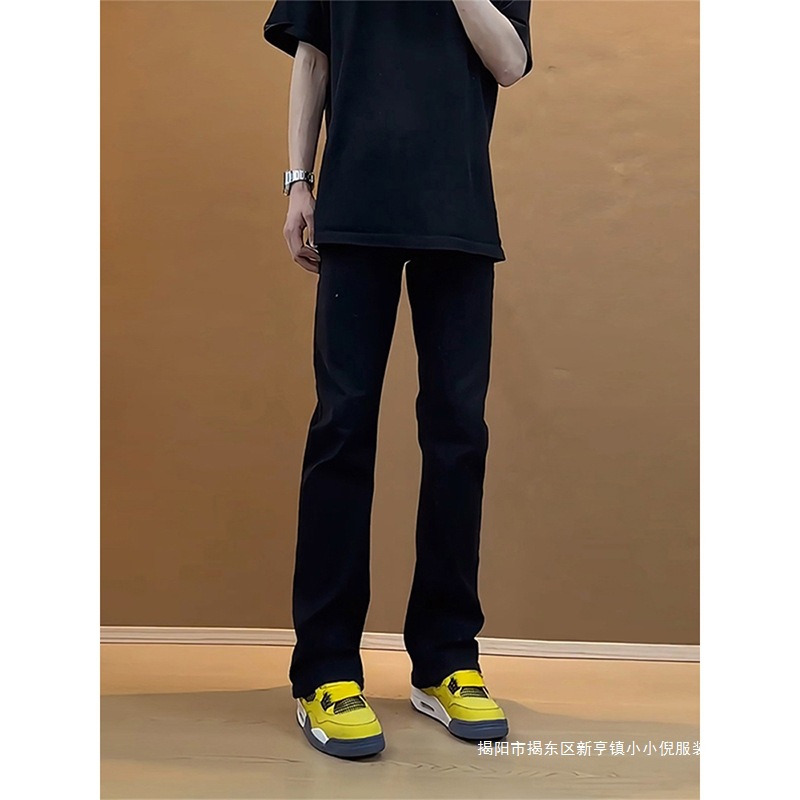 Black spring jeans, trousers, loose straight fit, American style