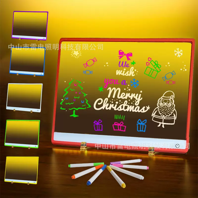 跨境亚克力彩绘桌灯可擦手写发光写字板留言板益智diy充电led夜灯