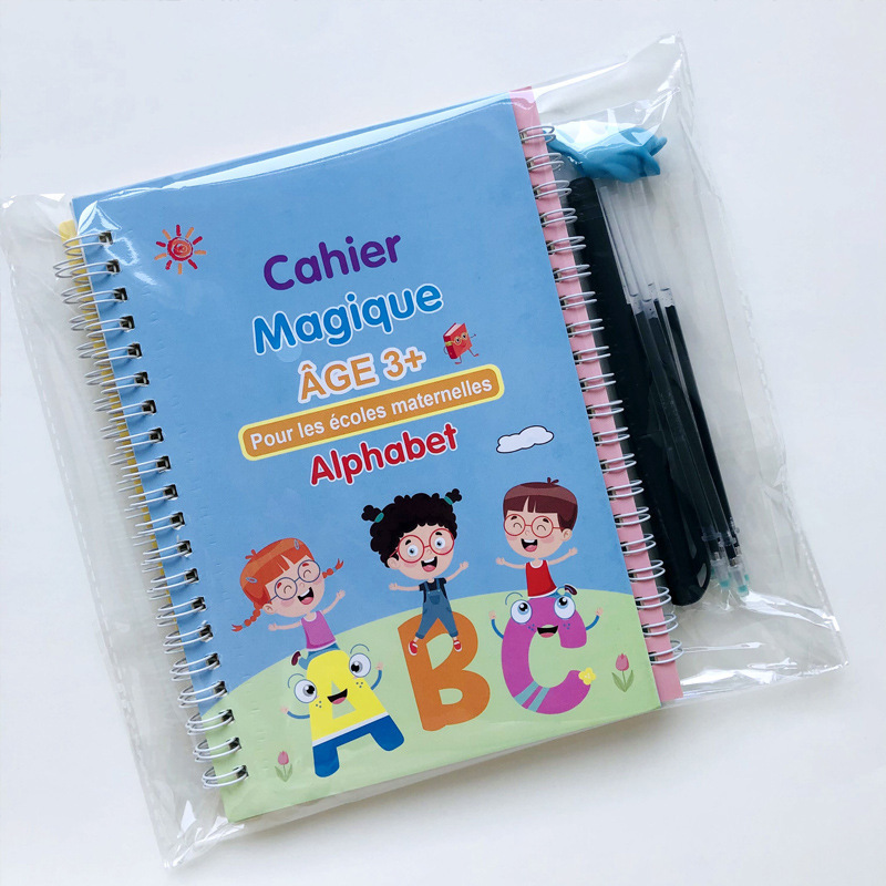Cross-border English French children's groove magic erasable writing pad German Arabic Spanish