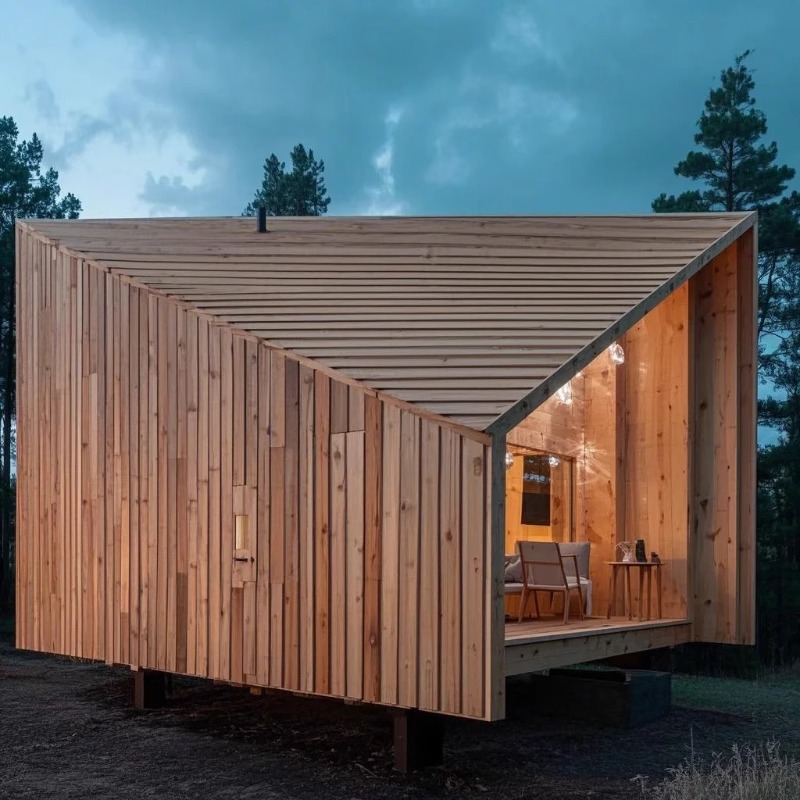 Creatividad al aire libre anti-corrosivo de forma alienígena casa de madera villa residencial tarjeta perforada en línea cápsula estilo hotel de vacaciones camping