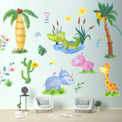 跨境新款恐龍犀牛長頸鹿小象牆貼客廳臥室玄關走廊裝飾壁畫PDY-33