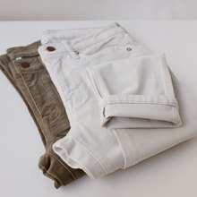 清仓大货谈价！母鸡尾单客供弹力灯芯绒 简约通勤休闲小脚裤女002