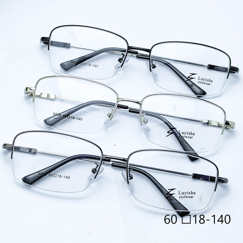 New big face square memory titanium business glasses frame wholesale factory men's brushed half frame myopia glasses frame Danyang