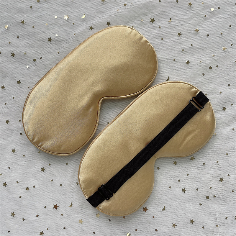 Máscara de ojo de seda artificial hebilla de ajuste color sólido mismo borde de color morera seda sueño sombreado máscara de ojo de seda en stock al por mayor