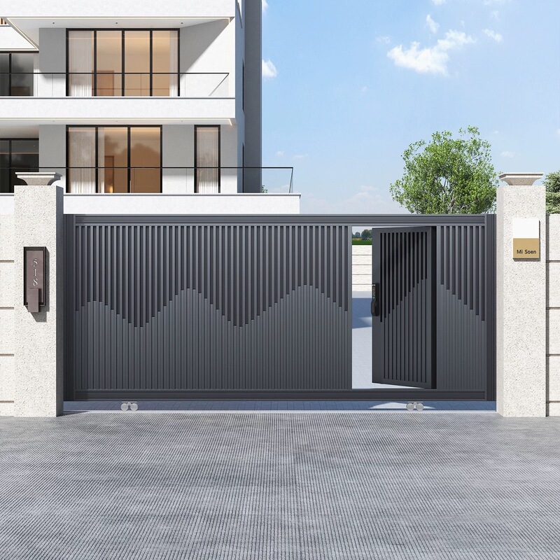 Aluminum Alloy Gate Villa Courtyard Door Outdoor Iron Gate Double Door Country Yard Door Electric Entrance Door