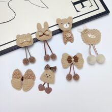 暖调奶茶色蝴蝶结辅料毛球创意小熊兔子可爱小猫diy耳饰头饰配件