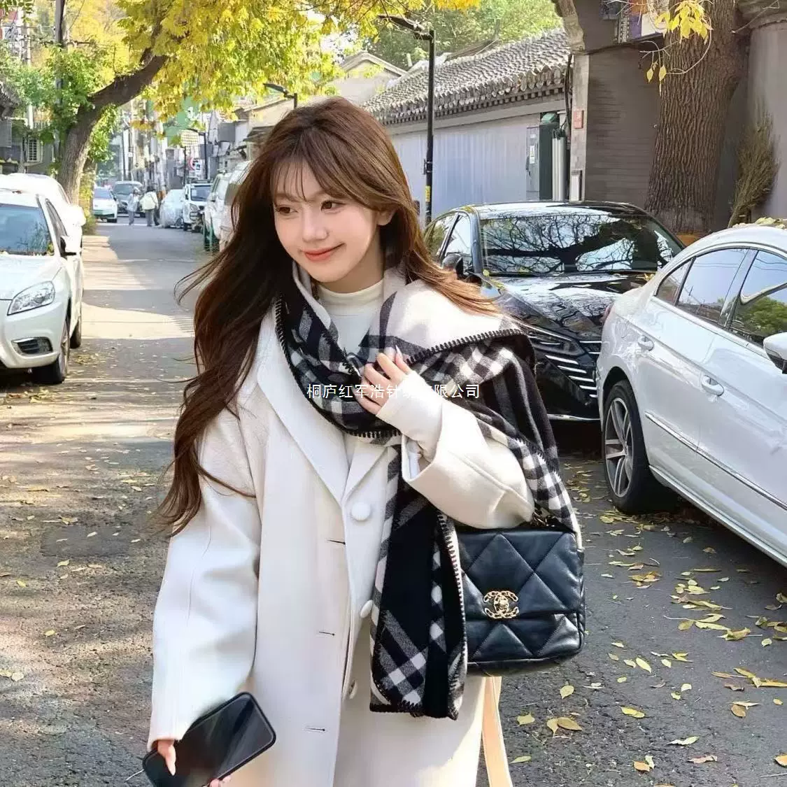 全智贤同款围巾秋冬季双面黄色格子2025加厚高级感百搭学生围脖