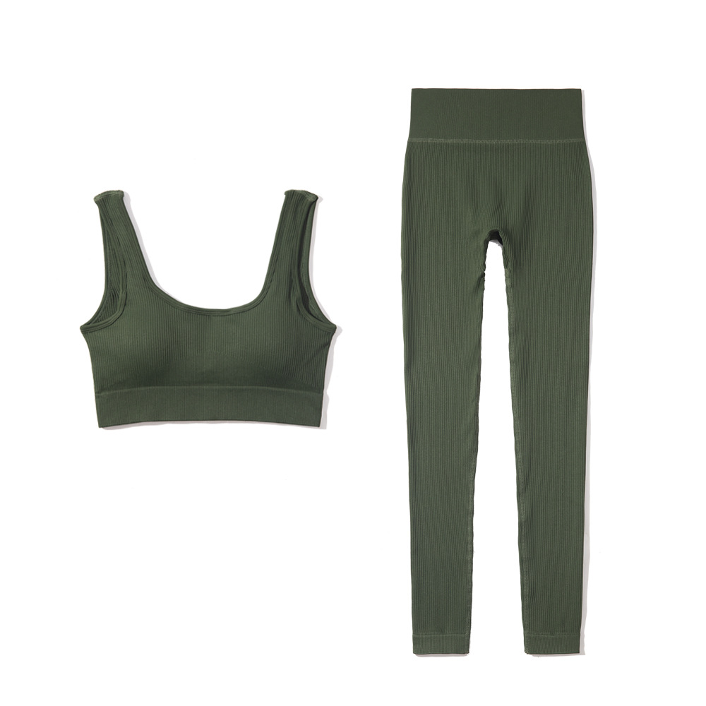 ¡En stock! Europa y América transfronteriza sexy chaleco deportivo ropa de fitness traje de las mujeres pantalones de manga larga ropa de yoga sin costuras XL