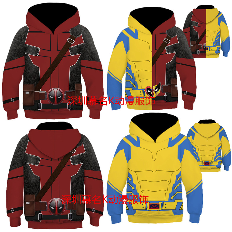 2024 Cross-border New Deadpool and Wolverine 3D Animation Sweatshirt cosplay Children Sweatshirt
