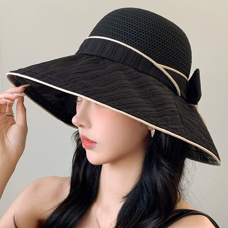 Fresh cute summer breathable beach travel sun hat with bow