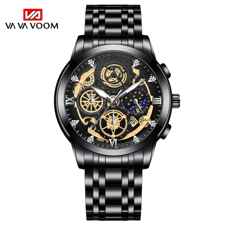 Reloj de hombre explosivo de comercio electrónico transfronterizo, cinturón de acero luminoso impermeable, reloj de tendencia de moda de comercio exterior de Guangzhou, una pieza de aprobación