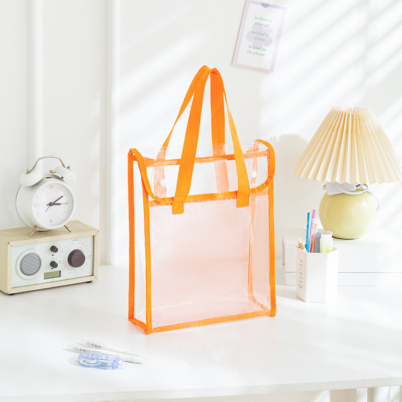Bolsa de mano de PVC transparente gruesa bolsa de examen impermeable de gran capacidad bolsa de archivos bolsa de almacenamiento de libros bolsa de estudio para estudiantes