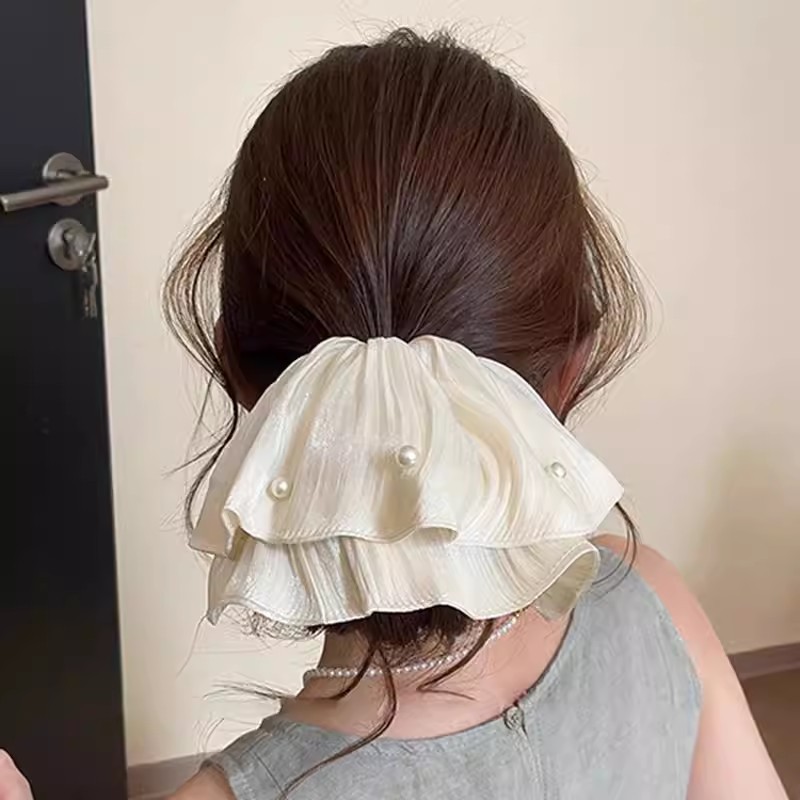 2026 nuevo estilo coreano super grande anillo de pelo intestino grande niñas de alto nivel de sensación de cabello de flores cuerdas de cabello de cordón de goma adornos para el cabello