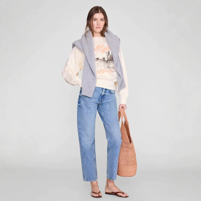 26 Autumn New Style Terry Cotton Loose Vintage Surfing Loose Round Neck Casual Printed Long Sleeve Sweatshirt