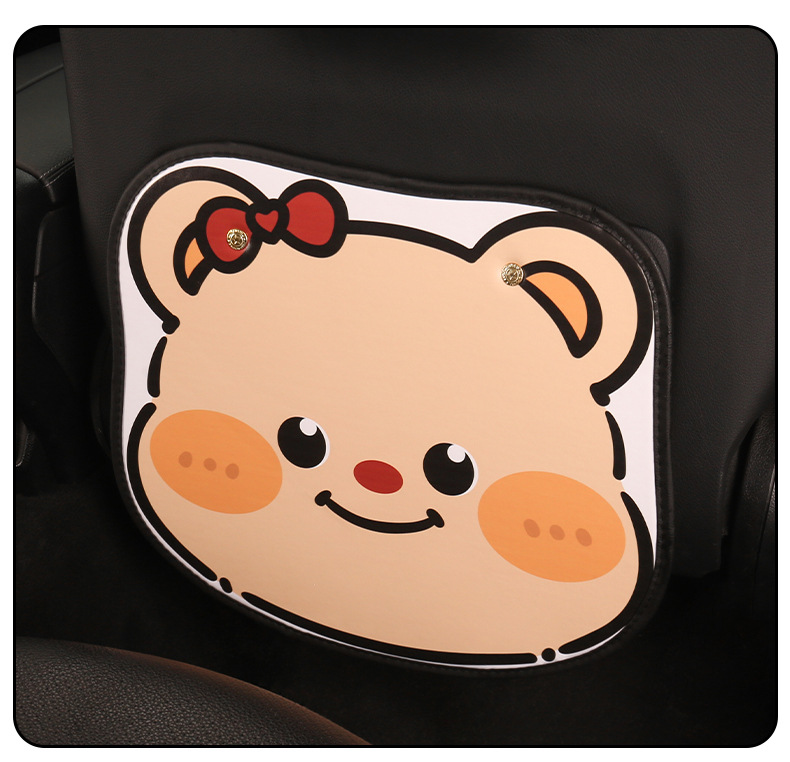 Women's Cute Cartoon Chair Back Anti-Kick Pad Car Seat Back Anti-Stain Pad Long Short Couple Bear