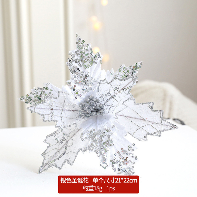 クリスマス装飾大きなスパンコールベルベットフラワークリスマスフラワーラタンクリスマスツリー装飾オニオンクロス中空フラワーリース|undefined