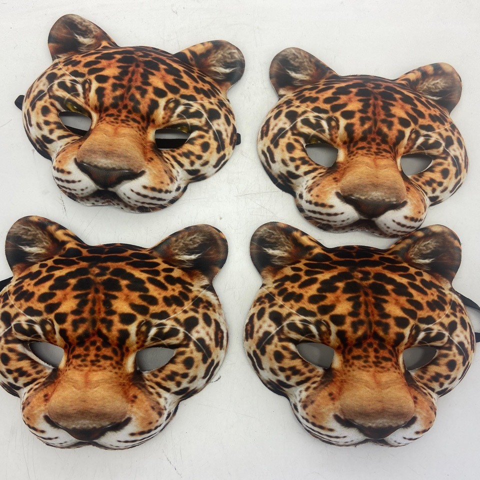 Halloween Gran Máscara de Tigre Animal media máscara de la cara del tigre blanco máscara de leopardo de nieve máscara de los niños adultos simulación tridimensional