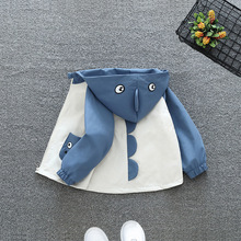 男女宝宝2025春秋季新款韩版百搭夹克冲锋衣儿童连帽俏皮龙外套潮