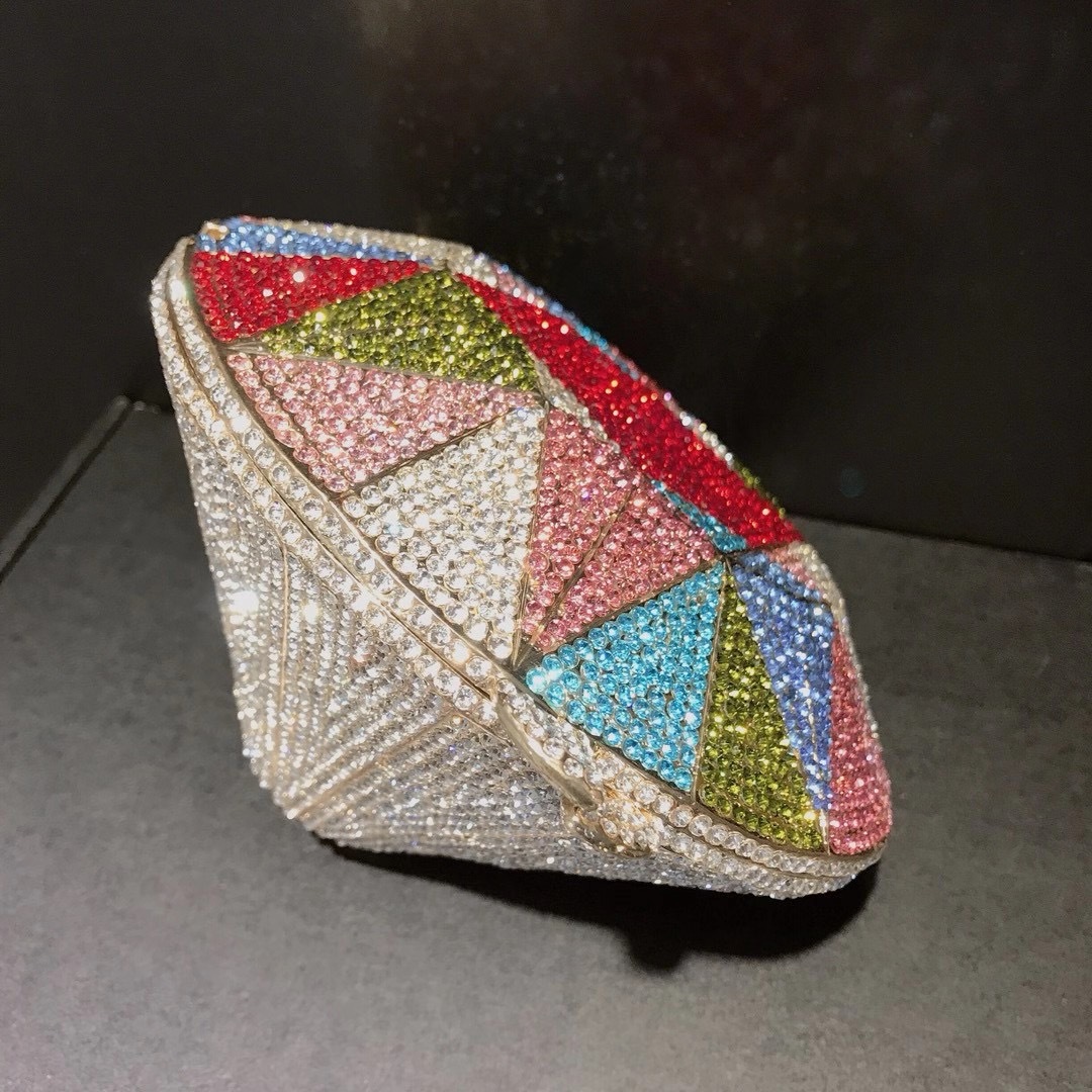 Bolsa de diamantes, bolsas de cena de diamantes metálicas, bolsas de banquete, bolsas de mujer, bolsas de fiesta