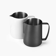 国境を越えた電気商304ステンレス製の花引きカップテフロンの尖った口のカップのコーヒーのミルク缶の黒い白い花引きカップ