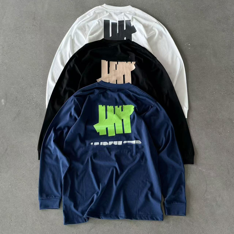 夏の新アメリカンレトロ5ストライプス長袖Tシャツトレーナー5ストライプストレンディなルーズラウンドネックスポーツTシャツ|undefined
