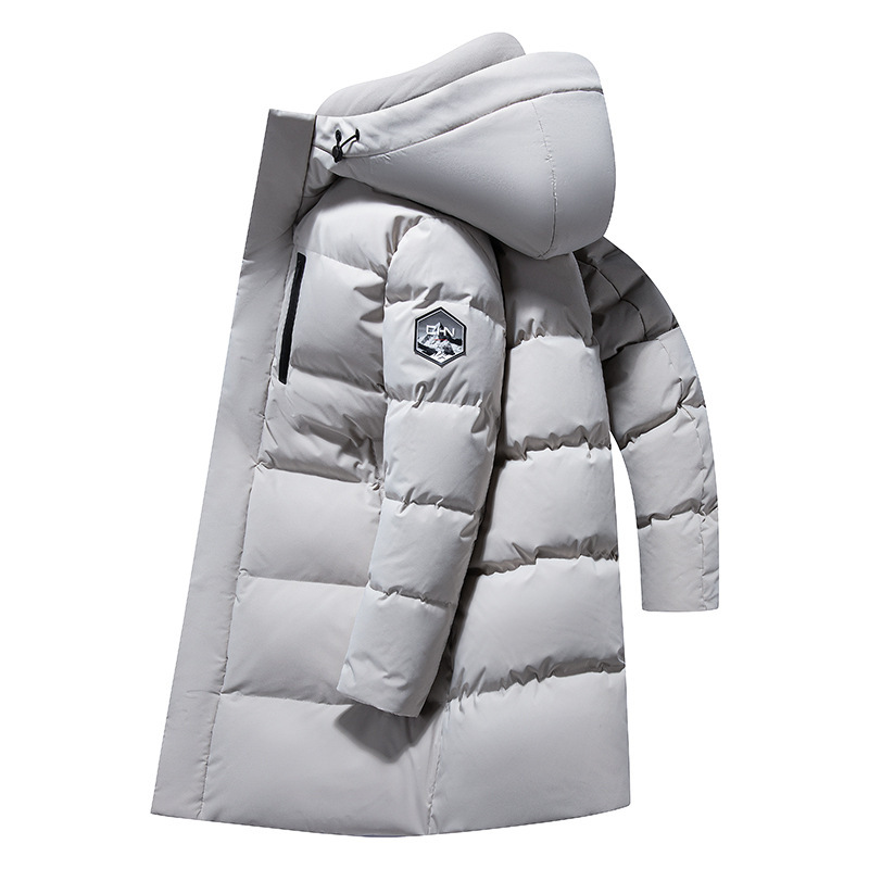 New Men's Winter Thickened Simple Versatile White Duck down Jacket Lightweight Portable Mid-Length Minimalist Business Style