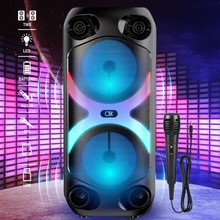 双4寸喇叭移动K歌户外大功率音箱火焰七彩灯无线氛围蓝牙音箱