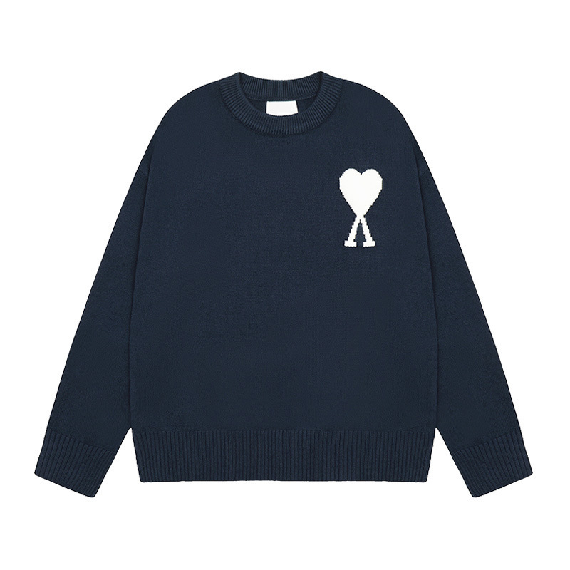 大注目！ ami セーター ラウンドネック ビッグラブ 25ss 新しいカップルルーズ長袖クロスボーダーウール女性のセーター|undefined