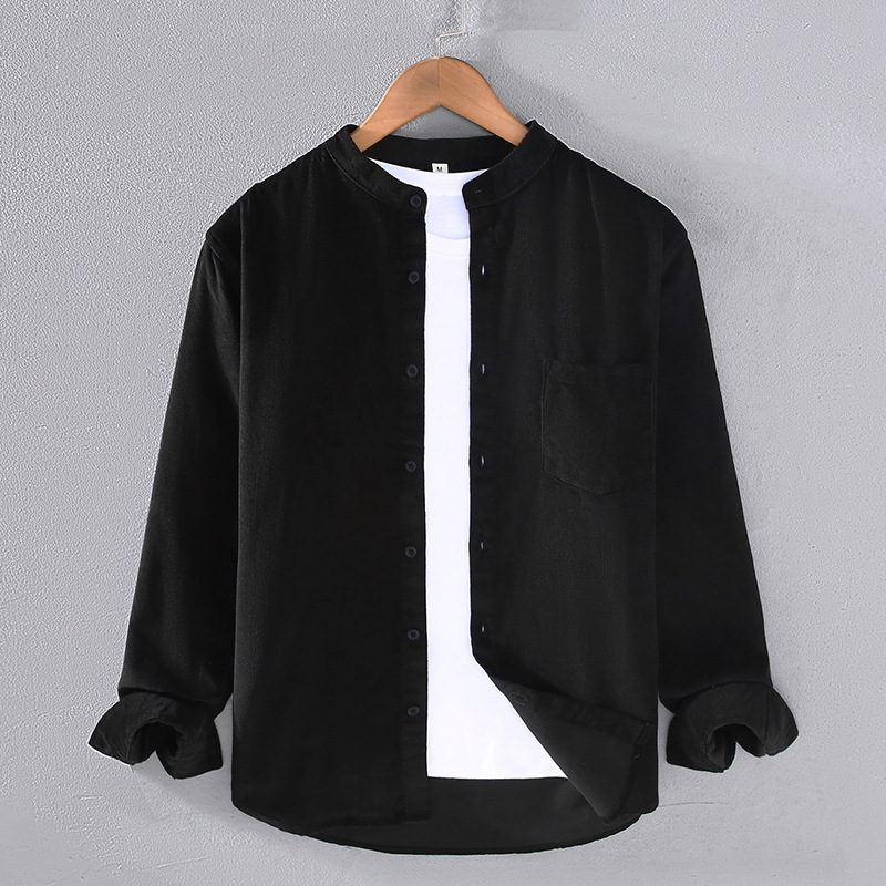 Spring Japanese Fresh Corduroy Shirt Men's Trendy Retro Striped Velvet Small Coat Korean Casual Long sleeved Shirt_voghion.com