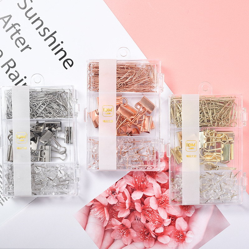 Lidemei ins estilo chapado en oro rosa chincheta larga cola clip de papel multifuncional oficina creativa combinación traje