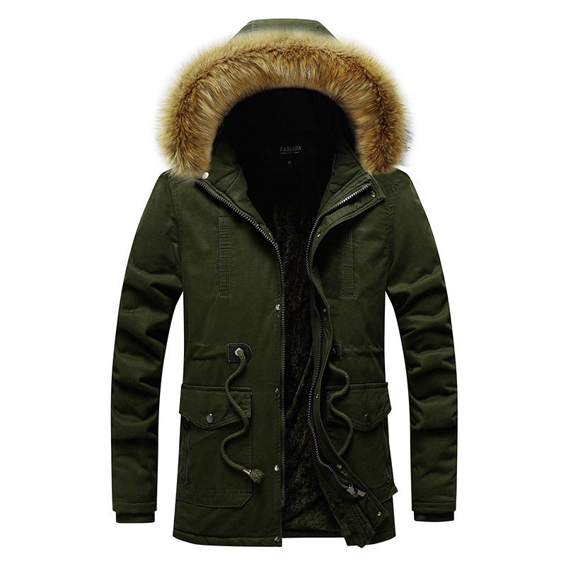 Transfronterizo 2023 otoño y invierno nuevo algodón lavado con agua grueso abrigo de cuello de cabello grande bolsas de comercio exterior ocio suelto abrigo para hombres