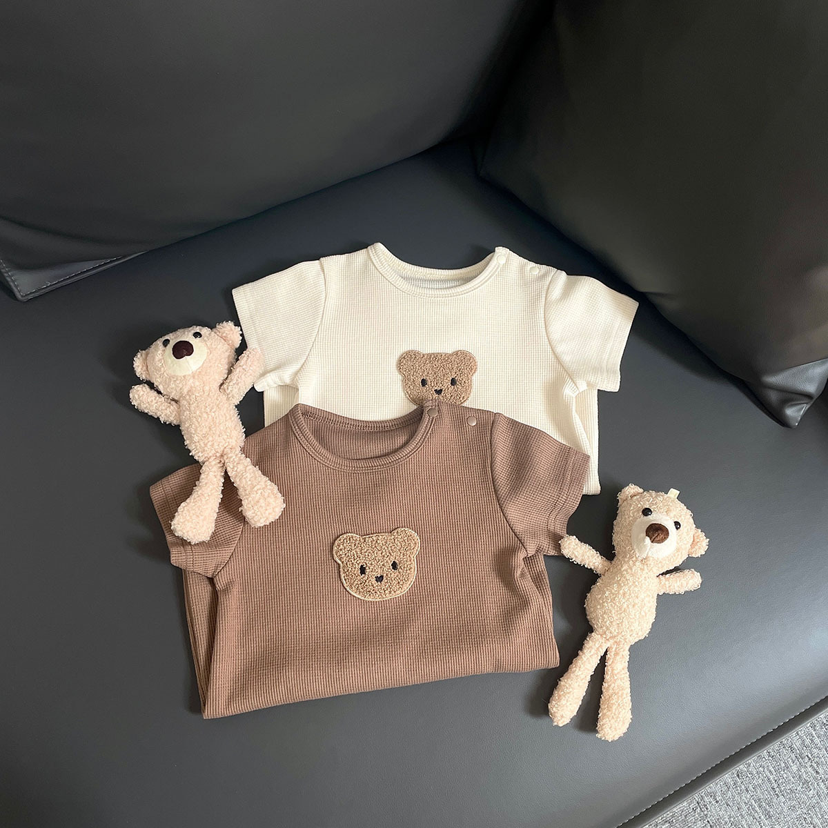 Beebi waffle bodysuit karu mustriga suvised lühikeste varrukatega_voghion.com