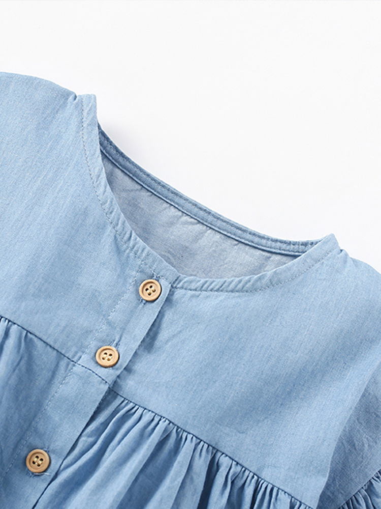 Transfronterizo malwee niñas jeans verano nuevo estilo europeo y americano niño de cuello redondo vestido de niña de manga corta