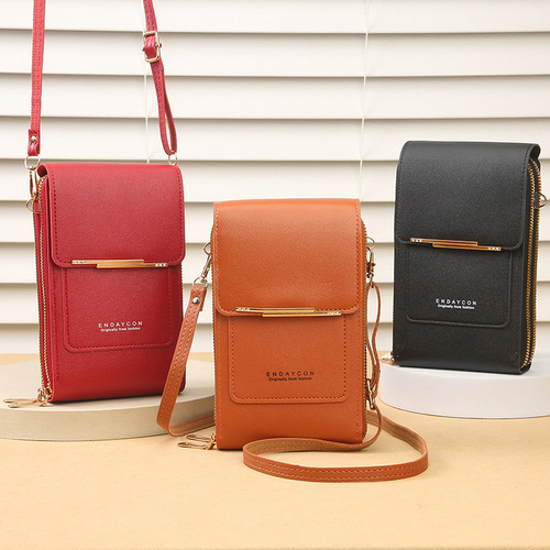 Factory direct sales touch screen mobile phone bag women's crossbody bag Korean version mobile phone bag multifunctional key zipper coin purse vertical style
