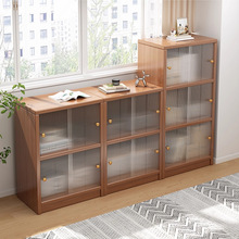实木收纳柜防尘组合书柜家用客厅储物矮柜沙发边柜简约展示柜书架