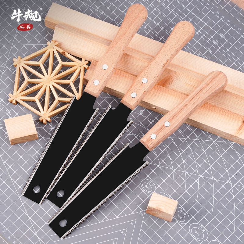 丸加木工锯子手工锯双面锯三倍快速锯子装修开榫锯子硬木细齿木柄