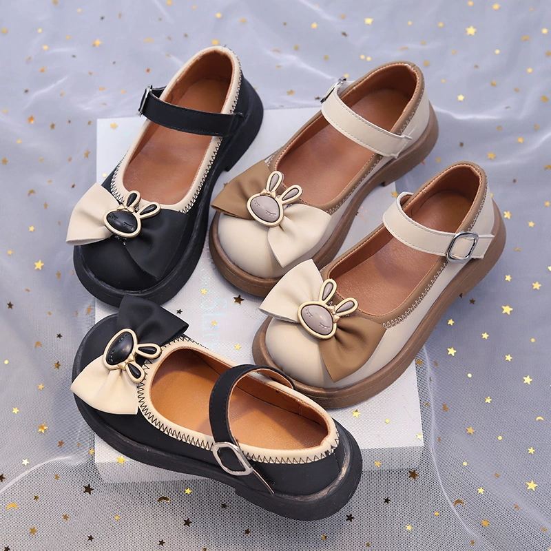 Женская обувь Детская Маленькая кожаная обувь Весна и осень 2023 Новые женские детские одиночные туфли принцессы на мягкой подошве Весенние черные