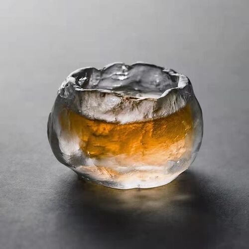 Japanese single-cup master cup, tea cup, kung fu tea set cup, frozen burnt ancient glass cup, first snow glass tea cup