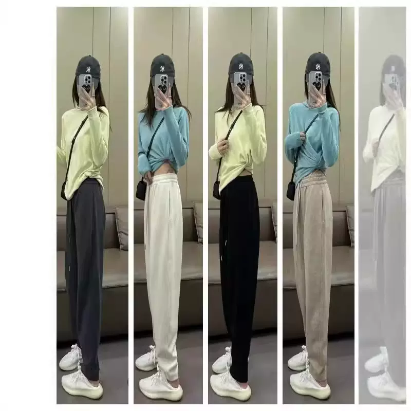 素R家同款24秋冬新款超柔加厚面料直筒裤女士休闲百搭卫裤羊绒裤