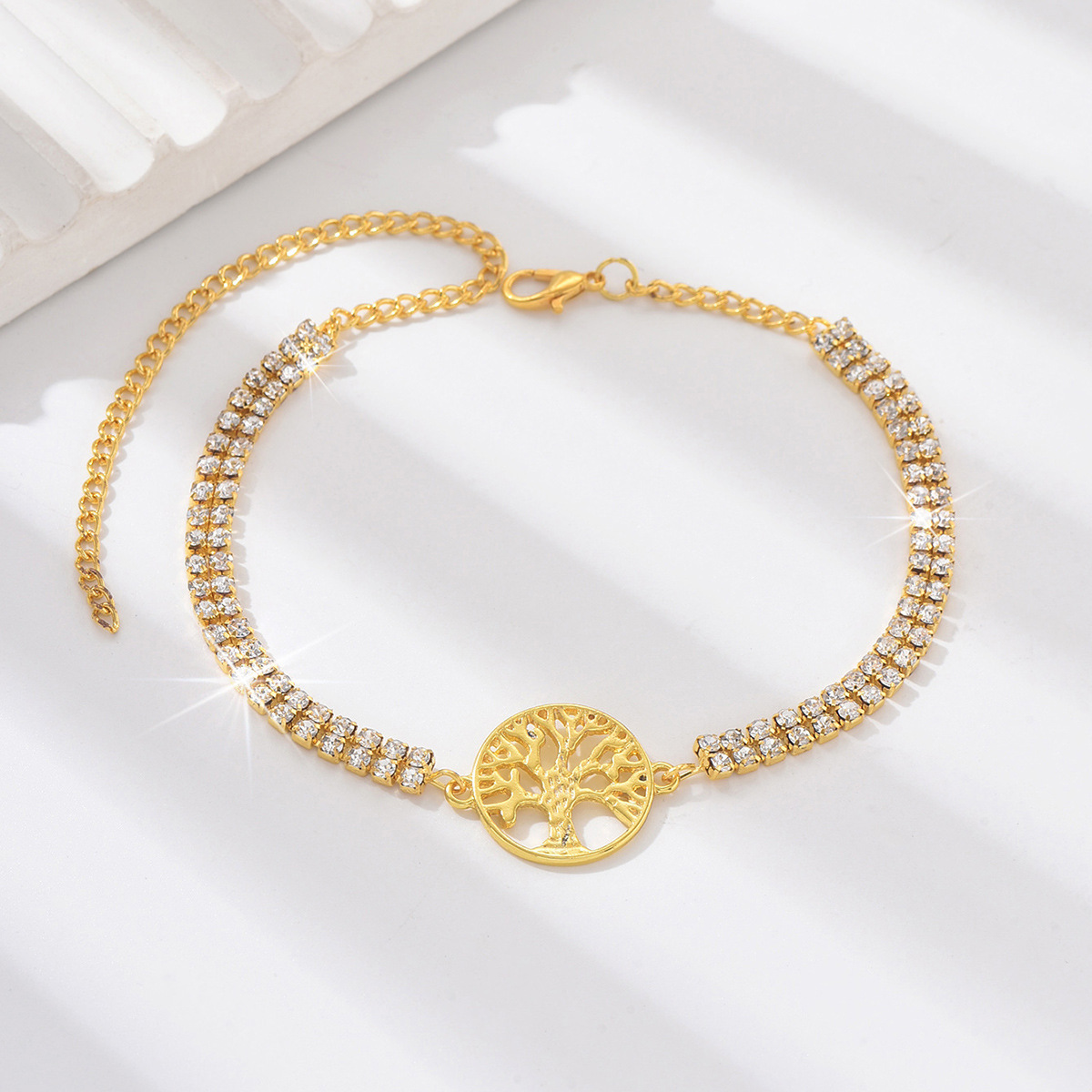 Europa y los Estados Unidos simples playa de arena cuadrada completa pulsera de tobillas de diamante nicho de tendencia transfronteriza explosión joyería de pie de diamante