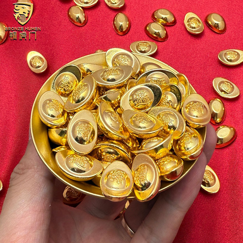 大型固体砂金メッキインゴット模造金インゴット装飾品宝の穀物ポット宝のタンク装飾品|undefined